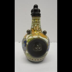 Vintage Gouda Royal Zuid Holland Decanter Floral Multicolor 6" high